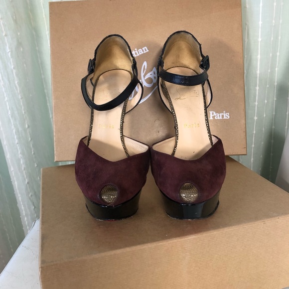 Rare Louboutin Suede & Python Mary Jane - Picture 10 of 14